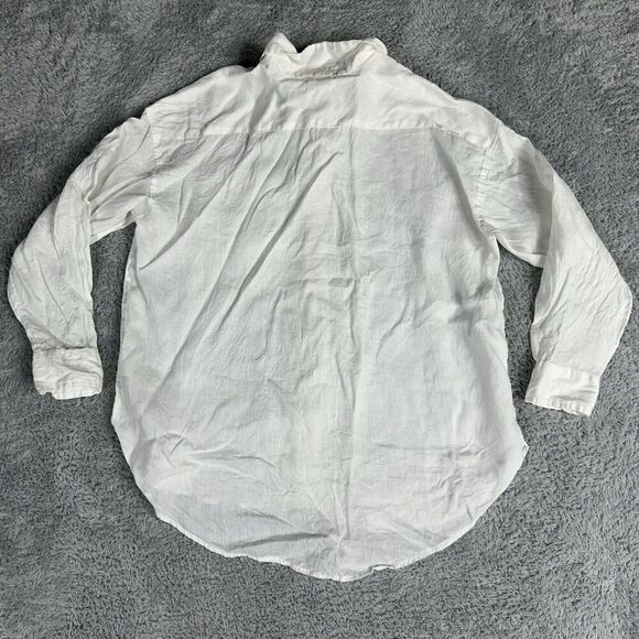 H&M women's Long Sleeve Linen Button Up Shirt S Cream Boho Bohemian Laganlook - Picture 12 of 16